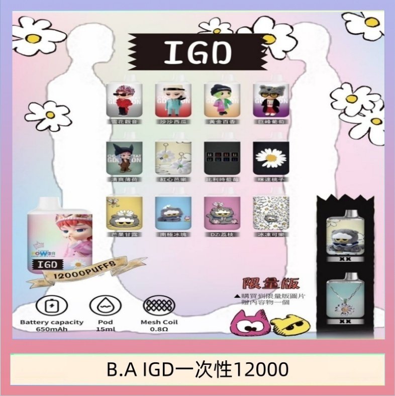 B.A IGD一次性12000 B.A IGD12000口 電子煙